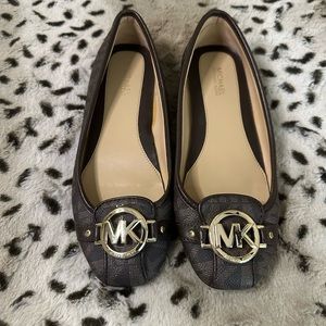 Michael Kors Brown Flats with Gold Accents